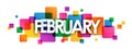 FEBRUARY colorful overlapping squares banner Royalty Free Stock Photo