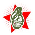 February 23. Defender of Fatherland Day. Grenade and Star. Symb