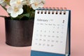 February 2024 Desk Calendar beige background