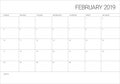 February 2019 desk calendar vector illustration, simple and clean design