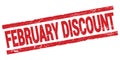 FEBRUARY DISCOUNT text on red rectangle stamp sign Royalty Free Stock Photo