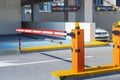 access control system that regulates the automatic barrier entrance for cars to the city parking lot Royalty Free Stock Photo