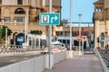 The tram line runs along the perimeter of the Dubai Marina Bay and is a popular public transport