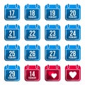 February flat calendar icons with long Royalty Free Stock Photo