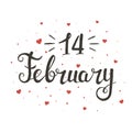 14 February. Hand drawn typography poster.