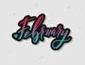 February hand lettering sign new year month logo ombre lettering decorative typography gradient calligraphy