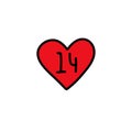 14 February heart doodle icon