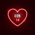 14 February Heart Neon Label