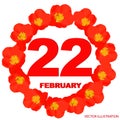 February 22 icon. For planning important day. Banner for holidays. Twenty second of February icon. Vector Illustration.