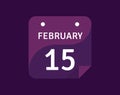 15 February, February 15 icon Single Day Calendar Vector illustration Royalty Free Stock Photo