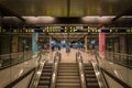 February 18, 2019. Kastrup Airport in Denmark, Copenhagen. Theme transport and architecture. Evening night empty empty deserted Royalty Free Stock Photo