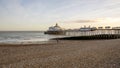 February 1, 2022. Landscape by the sea. Eastbourne Pier and Beach, East Sussex England Royalty Free Stock Photo