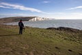 February 2, 2022. Landscape by the sea. View of the white cliffs of the Seven Sisters.