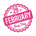 29 February Leap Day rubber stamp pink on a white background.