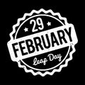 29 February Leap Day rubber stamp white on a black background.