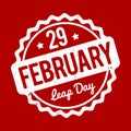 29 February Leap Day rubber stamp white on a red background.