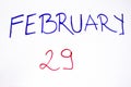 29 february in the leap year calendar - handwriteen 1