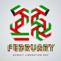 26 February liberation day of Kuwait greeting card with Kuwait flag colors. Vector illustration Royalty Free Stock Photo