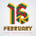 February 16, Lithuania Independence Day congratulatory design with Lithuanian flag colors. Vector illustration