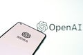 Openai Sora logo is displayed on a smartphone screen. OpenAI announced Sora artificial intelligence, which transforms