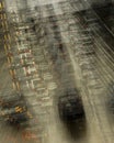 FEBRUARY 2, 2019 - LOS ANGELES, CA, USA - Abstract and impressionistic Traffic Congestion in a rain storm on the 110 CA Freeway, t