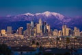 FEBRUARY 6, 2019 - LOS ANGELES, CA, USA - City of Angeles - Los Angeles Skyline framed by San Bernadino Mountains and Mount Ba Royalty Free Stock Photo