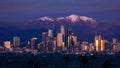 FEBRUARY 6, 2019 - LOS ANGELES, CA, USA - City of Angeles - Los Angeles Skyline framed by San Bernadino Mountains and Mount Bald Royalty Free Stock Photo