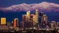 FEBRUARY 6, 2019 - LOS ANGELES, CA, USA - City of Angeles - Los Angeles Skyline framed by San Bernadino Mountains and Mount Ba Royalty Free Stock Photo