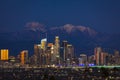 FEBRUARY 6, 2019 - LOS ANGELES, CA, USA - City of Angeles - Los Angeles Skyline framed by San Bernadino Mountains and Mount Ba Royalty Free Stock Photo