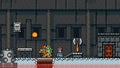 Mario in the Bowser Castle, art of Super Mario World classic video game, pixel design vector illustration