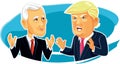 Mike Pence and Donald Trump Vector Caricature