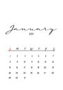 2023 January monthly calendar