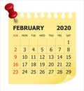 February 2020 monthly calendar vector illustration