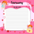 February monthly planner, weekly planner, habit tracker template and example. Template for agenda, schedule, planners, checklists