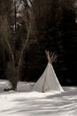 FEBRUARY 14, 2019 - MONTROSE/TELLURIDE COLORADO AREA - White Indian Tepee in Snow - Colorado