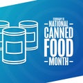 February is National Canned Food Month. Holiday concept. Template for background, banner, card, poster with text Royalty Free Stock Photo