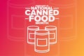 February is National Canned Food Month. Holiday concept. Template for background, banner, card, poster with text Royalty Free Stock Photo