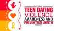 February is National Teen Dating Violence Awareness and Prevention Month background template.