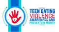 February is National Teen Dating Violence Awareness and Prevention Month background template.