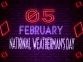 05 February National Weatherman's Day, Neon Text Effect on Bricks Backgrand Royalty Free Stock Photo