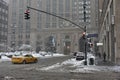 9 February 2017 - New York City, NY: Winter storm Niko hits New York City. Park Avenue covered with snow, in front of the Helmsley