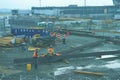 Construction guys work at LaGuardia Airport Royalty Free Stock Photo
