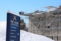 Fort Adams sign at entrance of military outpost in winter