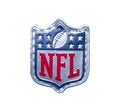 February 21, 2024 Ocala, Florida the logo of the brand NFL National Football League stitched emblem isolated on white background. Royalty Free Stock Photo