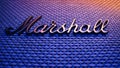 February 2024 - Odesa, Ukraine. Marshall guitar combo amplifier. Brand company name. Classic vintage rock sound Royalty Free Stock Photo