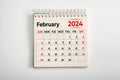 February 2024. One page of annual business monthly calendar on white background. reminder, business planning, appointment meeting