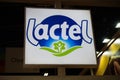 View on the Lactel signboard on the agriculture show