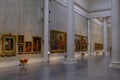 February 2020 Parma, Italy: National gallery, Galleria Nazionale in Palace, Palazzo Pilotta. White walls with paintings and column