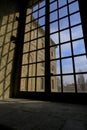 February 2021 Parma, Italy: window view across the buildings of Palazzo della Pilotta in Biblioteca Palatina