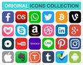 Popular social media and other icons Royalty Free Stock Photo